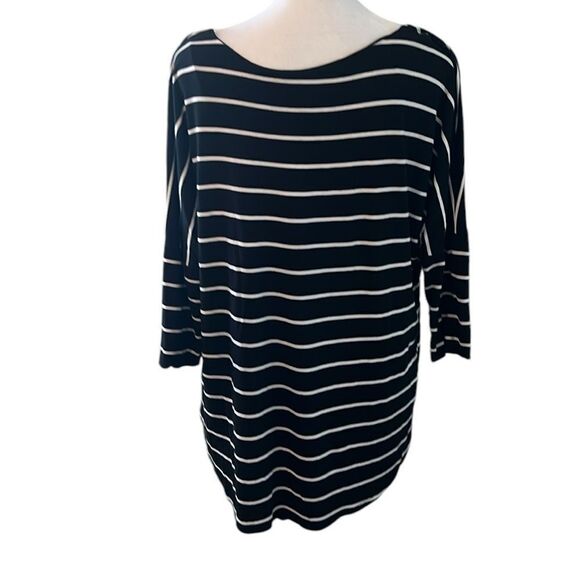 White House Black Market szXS black & white stripped long sleeve mini dress EUC - Picture 3 of 11